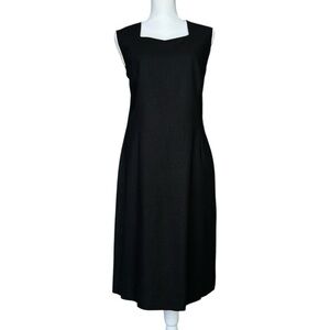 Vtg MARY MCFADDEN Collection BlackSheath Dress sz 14 Linen Blend Sleeveless  LBD